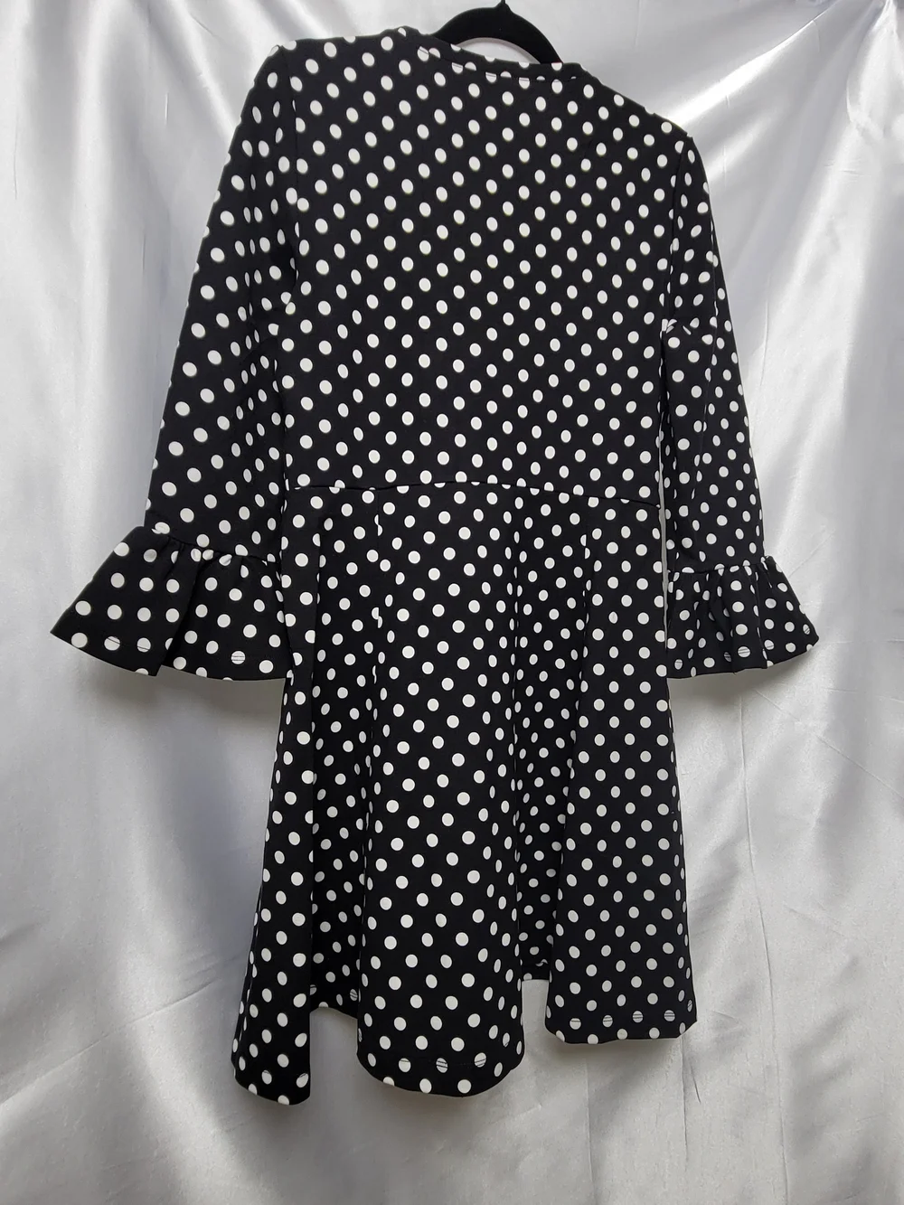 Kate Spade New York Polka Dot Fit & Flare Dress Bell Sleeve Black White S